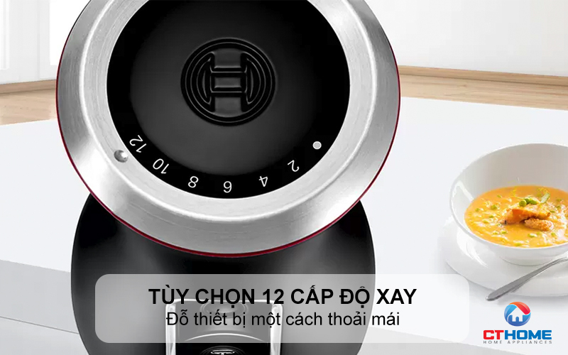 Tùy chọn 12 cấp độ xay khác nhau với núm vặn trên tay cầm