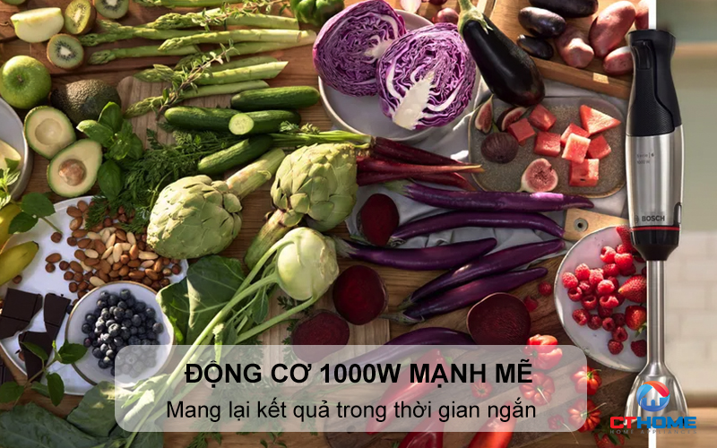 Động cơ 1000W mạnh mẽ mang lại kết quả trong thời gian ngắn