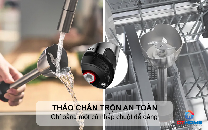 Tháo chân trộn an toàn chỉ bằng một cú nhấp chuột dễ dàng