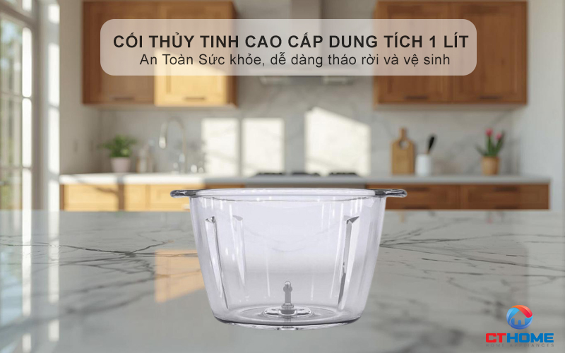 Cối thủy tinh cao cấp dung tích 1 lít - An Toàn Sức khỏe, dễ dàng tháo rời và vệ sinh