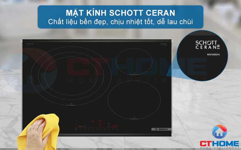 Mặt kính gốm thủy tinh Schott Ceran cao cấp, bền bỉ