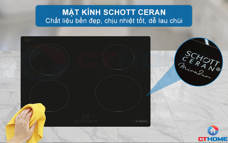 Mặt kính Schott Ceran cao cấp, nấu nướng an toàn