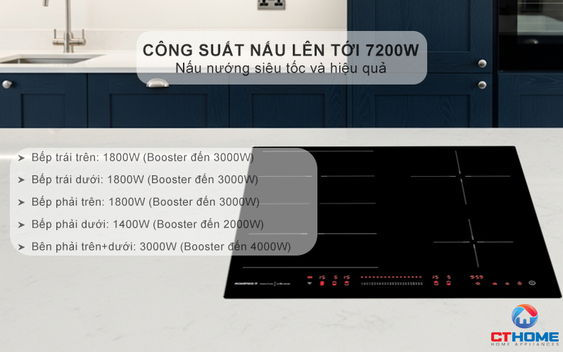 BẾP TỪ KHÔNG GIỚI HẠN VÙNG NẤU ROSIERES RES63E 7200W MÀU ĐEN 3