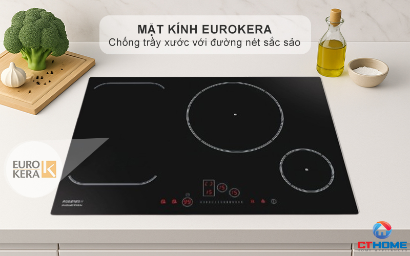 BẾP TỪ KHÔNG GIỚI HẠN 3 VÙNG NẤU ROSIERES RFI802 7200W MÀU ĐEN 2