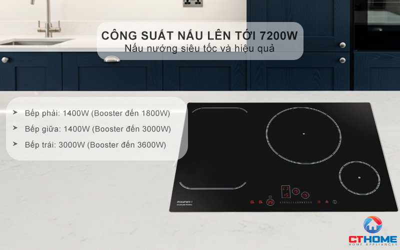 BẾP TỪ KHÔNG GIỚI HẠN 3 VÙNG NẤU ROSIERES RFI802 7200W MÀU ĐEN 4
