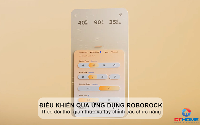 Điều khiển qua ứng dụng Roborock thông minh