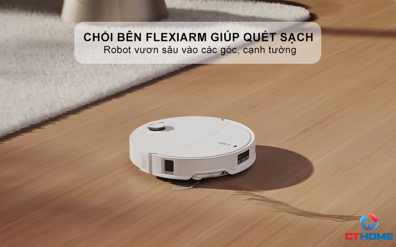Chổi bên và giẻ lau FlexiArm giúp quét sạch các góc khó tiếp cận