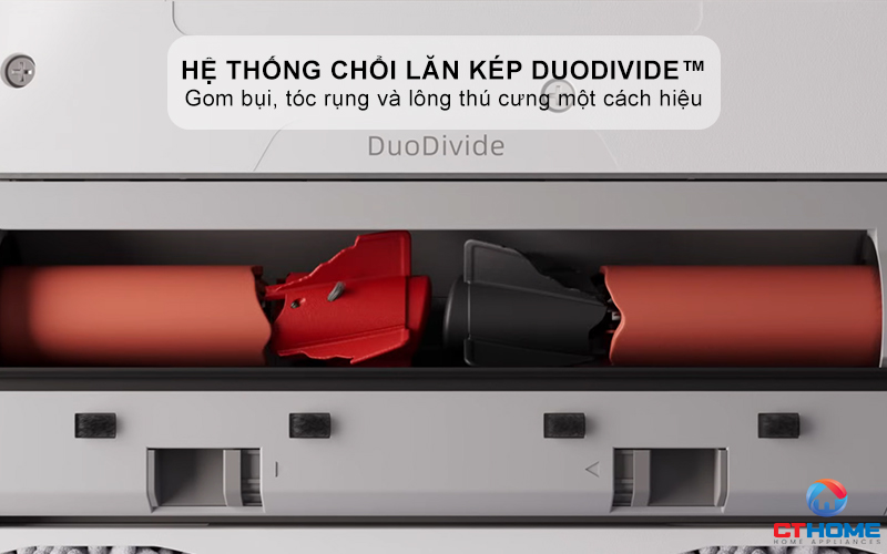 Thiết kế hệ thống chổi lăn kép DuoDivide™ chống rối tóc