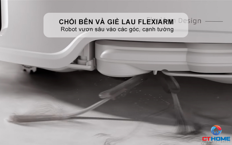 Chổi bên và giẻ lau FlexiArm giúp quét sạch các góc khó tiếp cận