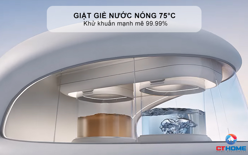 Giặt giẻ lau bằng nước nóng 75°C