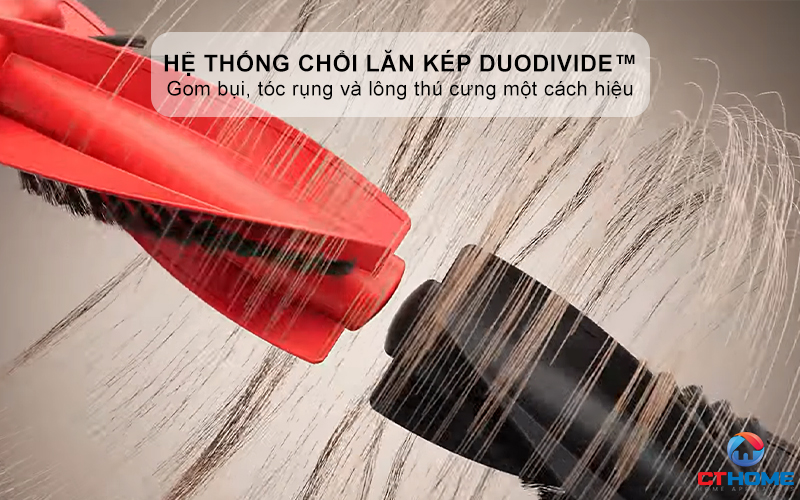 Thiết kế hệ thống chổi lăn kép DuoDivide™ chống rối tóc