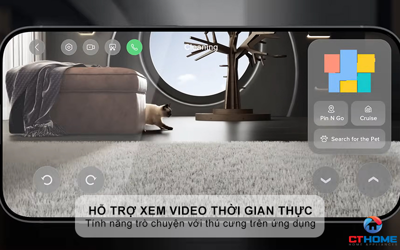 Hỗ trợ xem video thời gian thực và trò chuyện với thú cưng