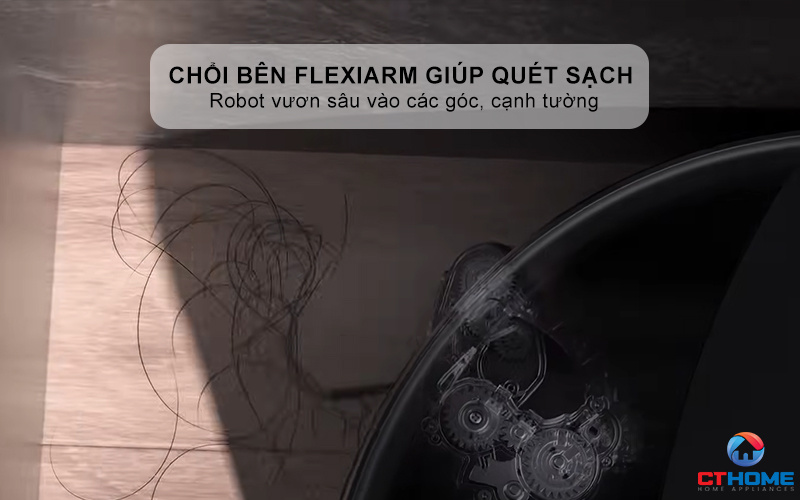 Chổi bên và giẻ lau FlexiArm giúp quét sạch các góc khó tiếp cận
