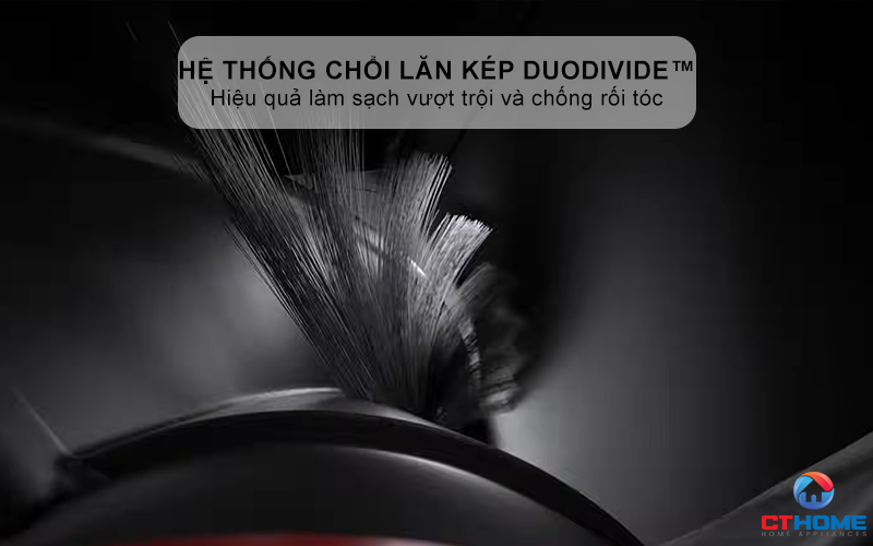 Thiết kế hệ thống chổi lăn kép DuoDivide™ chống rối tóc