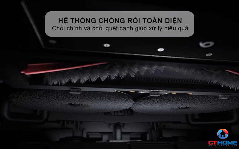 Hệ thống chống rối toàn diện với chổi chính và chổi quét cạnh