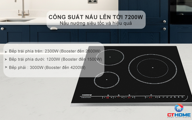 BẾP TỪ 3 VÙNG NẤU ROSIERES RPI342 7200W MÀU ĐEN 3