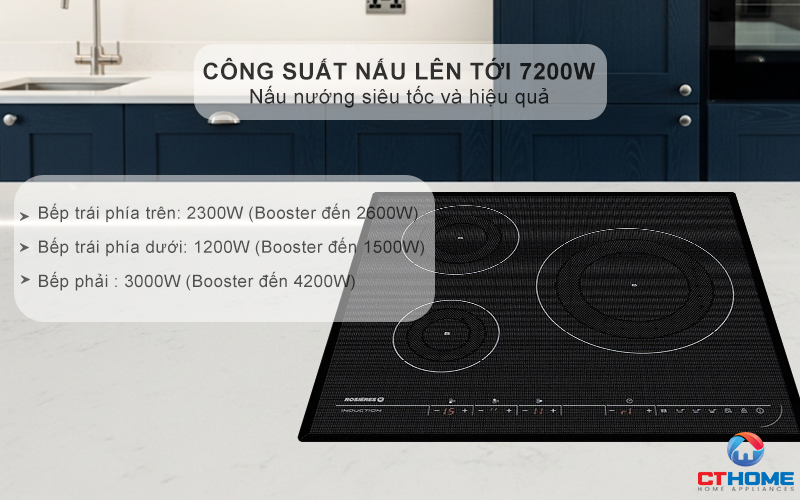 BẾP TỪ 3 VÙNG NẤU ROSIERES RPI342MM 7200W MÀU ĐEN 3