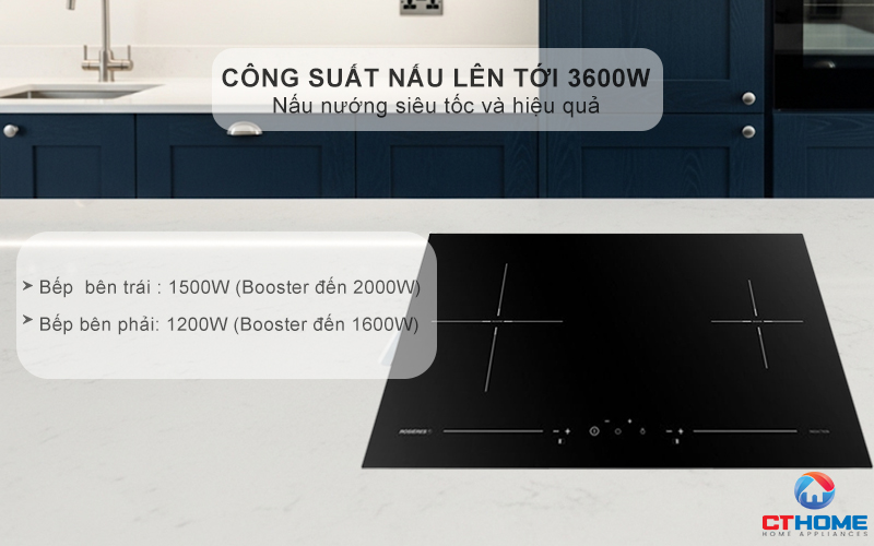 BẾP TỪ 2 VÙNG NẤU ÂM BÀN ROSIERES RPI7220/1 3600W MÀU ĐEN RPI72201 3