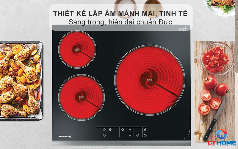 BẾP HỒNG NGOẠI 3 VÙNG NẤU ROSIERES RVEF633INK 5700W MÀU ĐEN 1