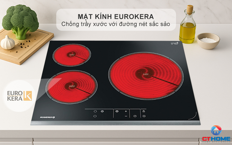 BẾP HỒNG NGOẠI 3 VÙNG NẤU ROSIERES RVEF633INK 5700W MÀU ĐEN 2