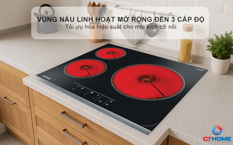 BẾP HỒNG NGOẠI 3 VÙNG NẤU ROSIERES RVEF633INK 5700W MÀU ĐEN 4