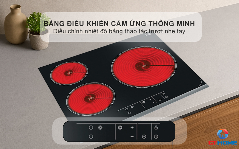 BẾP HỒNG NGOẠI 3 VÙNG NẤU ROSIERES RVEF633INK 5700W MÀU ĐEN 6