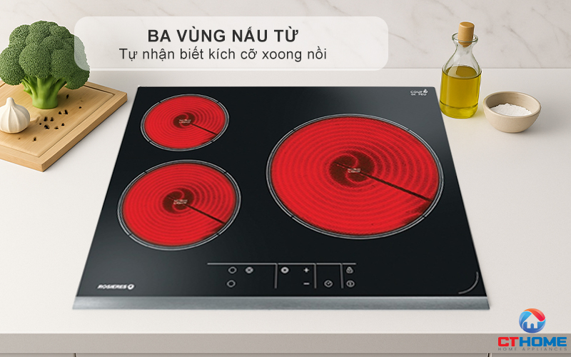 BẾP HỒNG NGOẠI 3 VÙNG NẤU ROSIERES RVEF633INK 5700W MÀU ĐEN 7
