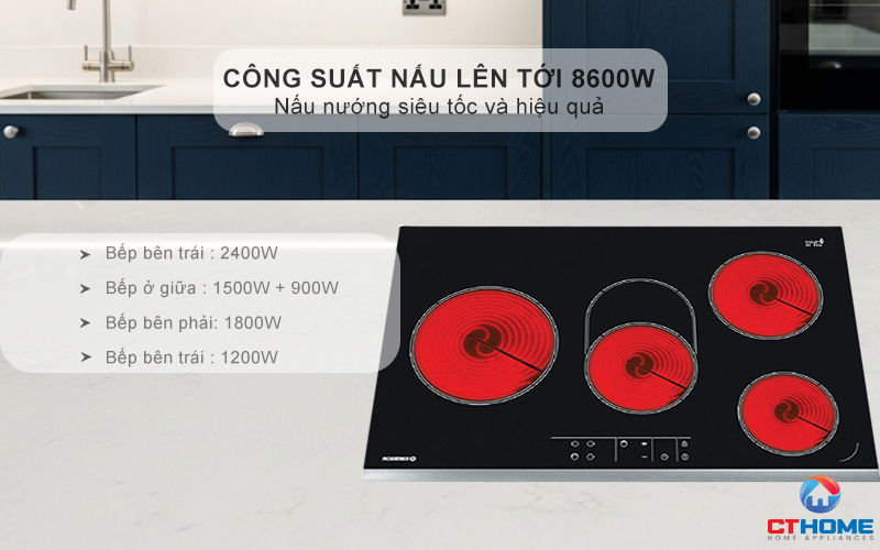 BẾP HỒNG NGOẠI 4 VÙNG NẤU ROSIERES RVEF74IN 8600W MÀU ĐEN 3