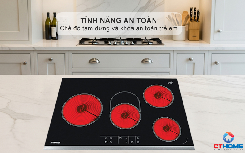 BẾP HỒNG NGOẠI 4 VÙNG NẤU ROSIERES RVEF74IN 8600W MÀU ĐEN 10