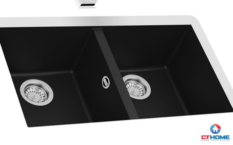 CHẬU ĐÁ LẮP NỔI 2 HỐ RỬA TEKA SQUARE 2B 760 TG SQUARE2B760TG 1