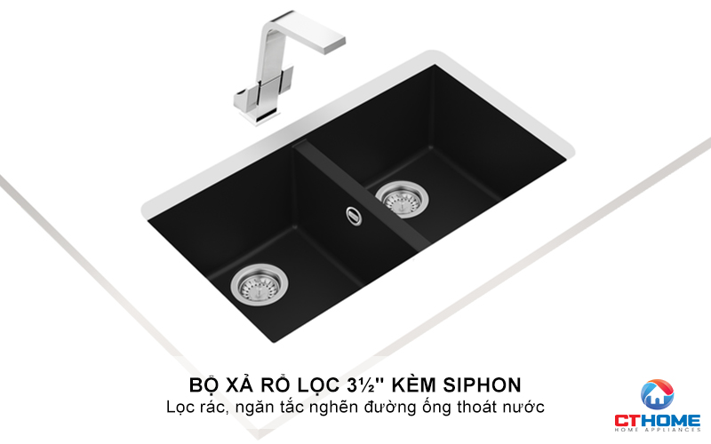 CHẬU ĐÁ LẮP NỔI 2 HỐ RỬA TEKA SQUARE 2B 760 TG SQUARE2B760TG 7