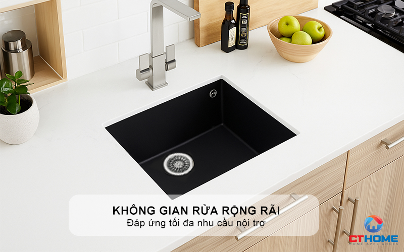 CHẬU ĐÁ LẮP NỔI 1 HỐ RỬA SQUARE 72.40 TG SQUARE7240TG 3