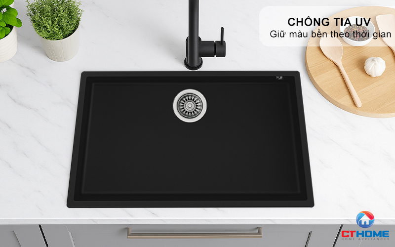 CHẬU ĐÁ LẮP NỔI 1 HỐ RỬA SQUARE 72.40 TG SQUARE7240TG 5