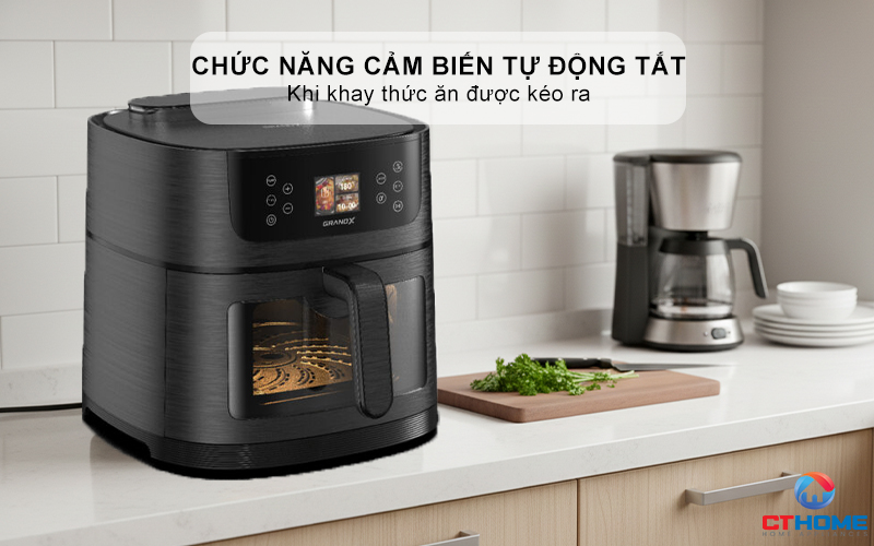 Chức năng cảm biến tự động tắt khi khay thức ăn được kéo ra