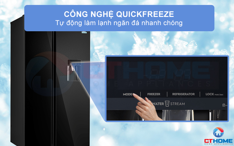 Tự động làm lạnh ngăn đá nhanh chóng với công nghệ QuickFreeze