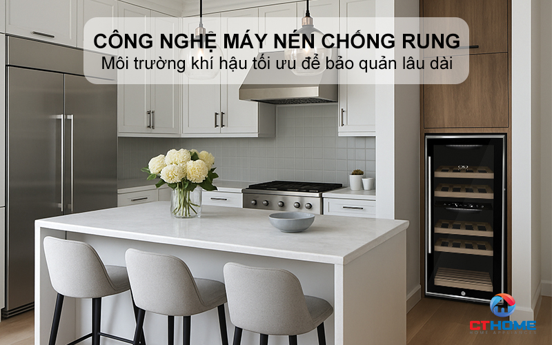 Tủ lạnh rượu vang chất lượng cao với công nghệ máy nén chống rung