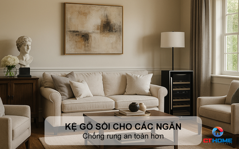 Năm kệ gỗ lưu trữ để trưng bày rượu vang một cách ngăn nắp