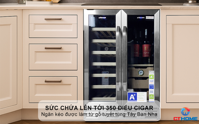 Sức chứa lên tới 350 điếu Cigar