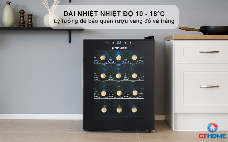 Dải nhiệt độ 10 - 18°C lý tưởng cho rượu vang