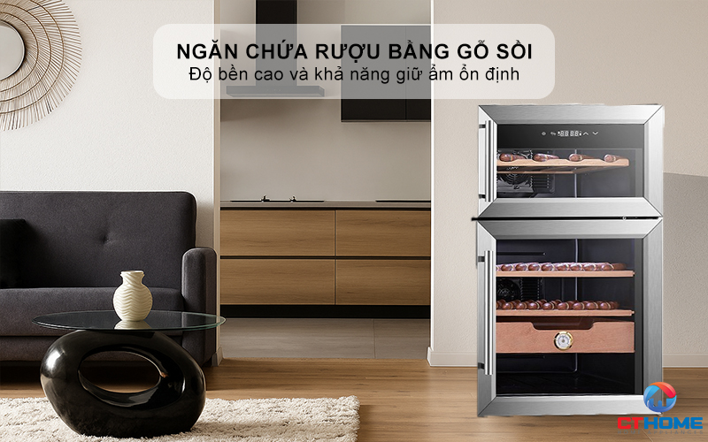 Ngăn chứa rượu bằng gỗ sồi tự nhiên