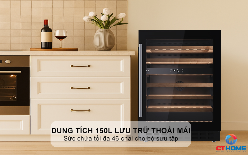 Sức chứa tối đa 46 chai cho bộ sưu tập tinh tuyển