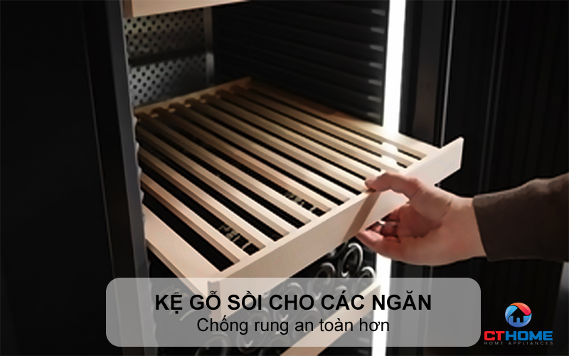 Chống rung an toàn hơn với kệ gỗ sồi cho các ngăn