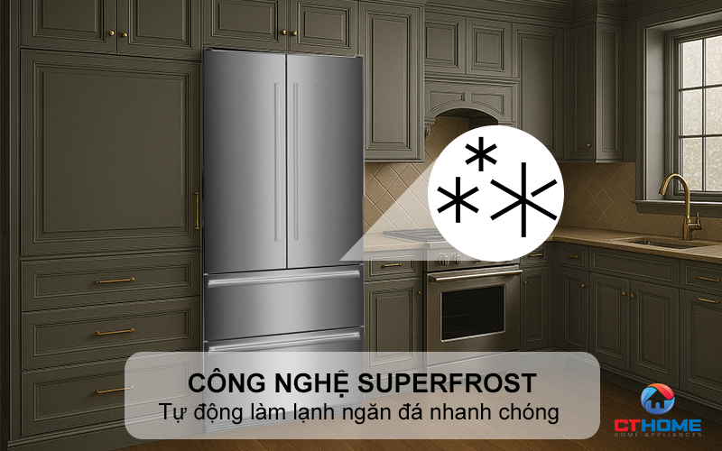 Tự động làm lạnh ngăn đá nhanh chóng với công nghệ SuperFrost