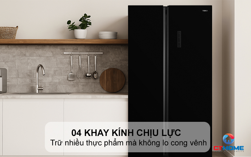 04 khay kính chịu lực với viền kim loại sang trọng