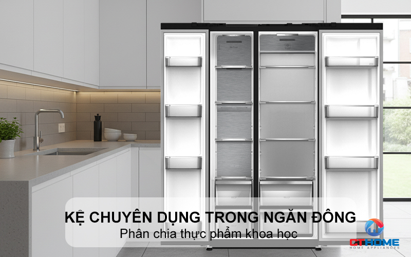 Trang bị kệ chuyên dụng bên trong ngăn đông