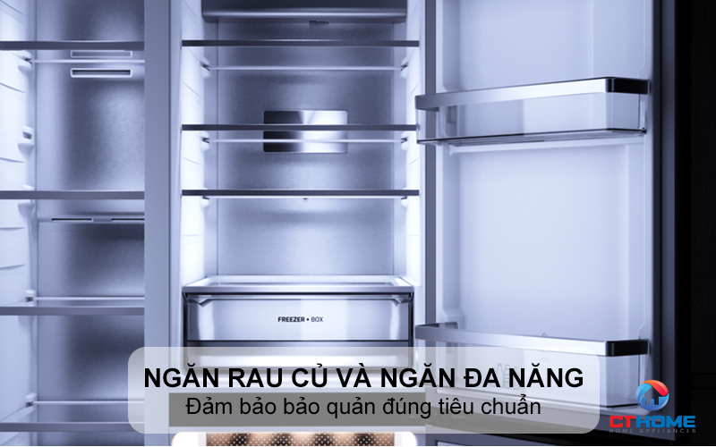 Ngăn rau củ riêng biệt và ngăn đa năng điều chỉnh linh hoạt
