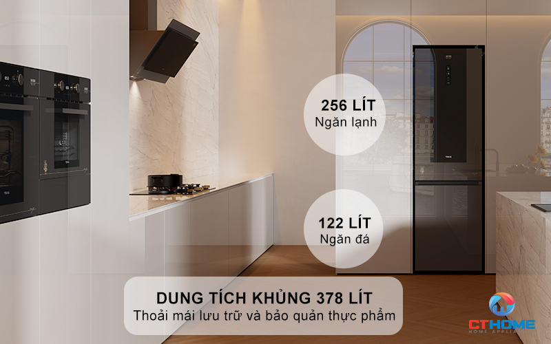 Dung tích 378L - Phù hợp cho gia đình nhỏ