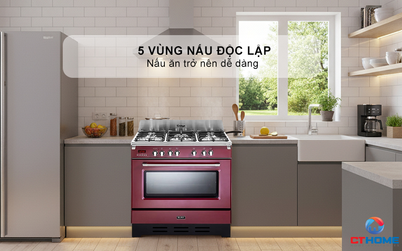 BẾP GAS KẾT HỢP LÒ NƯỚNG VR 965M ELBA 90CM VR965M 3