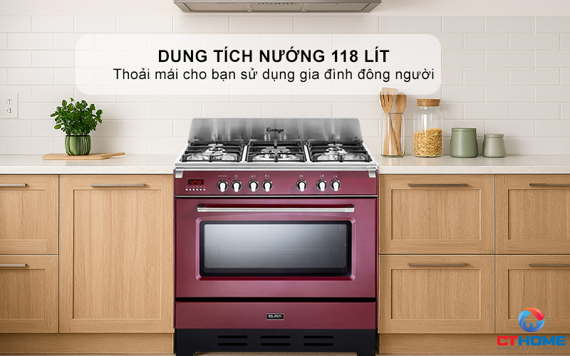 BẾP GAS KẾT HỢP LÒ NƯỚNG VR 965M ELBA 90CM VR965M 4