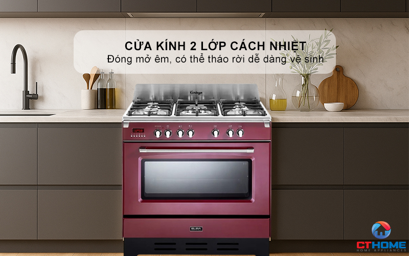 BẾP GAS KẾT HỢP LÒ NƯỚNG VR 965M ELBA 90CM VR965M 6